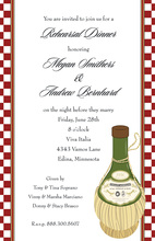 Chianti Bottle Deep Red Gold Border Dinner Invitations