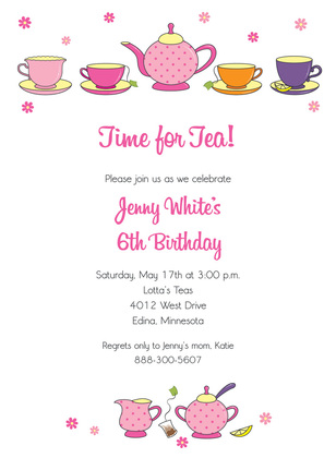 Hot Pink Tea Party Invitations