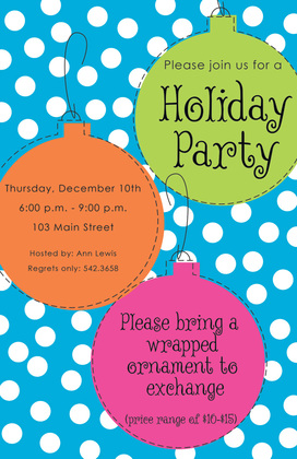 Bright Ornaments Holiday Invitations