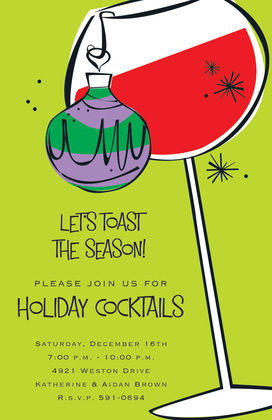 Glitzy Drink Chalkboard Holiday Invitations