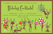 Peeking Reindeer Blue Invitations