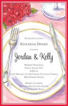 Modern Silver Cutlery Red Rehearsal Dinner Invitations