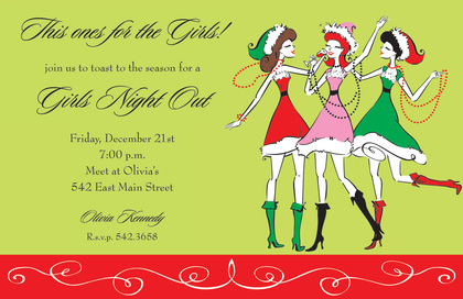 Three Christmas Santa Girls Blush Invitations