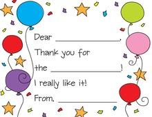 Colorful Special Balloons Stars Fill-in Thank You Cards