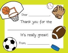 Sports Theme Kids Thank You Fill-in Thank You Cards