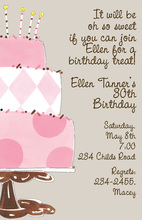 Pink Cake Birthday Invitations