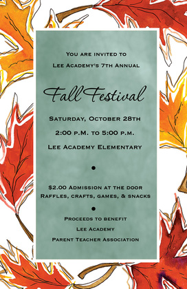 Splendid Texture Fall Leaves  Invitation