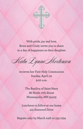 Silver Cross In Blue Argyle Invitations