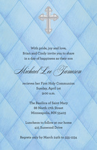 Silver Cross In Blue Argyle Invitations