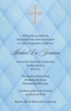 Silver Cross In Blue Argyle Invitations