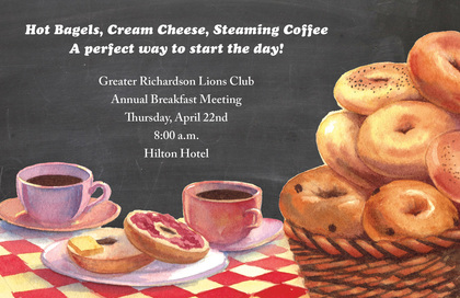 Breakfast Bagels Coffee Invitations