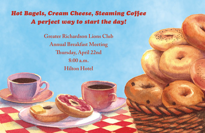 Breakfast Bagels Coffee Invitations