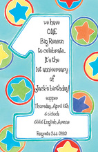 Fun Blue 1st Invitation