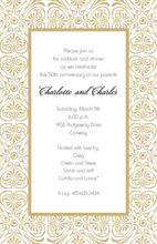 Stylish Cinder Gold Border Invitations