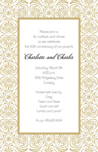 Stylish Cinder Gold Border Invitations