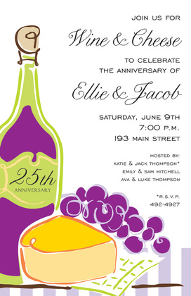 Wine Cheese Bright Yellow Invitations