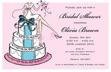 Pink Stripes Love Cake Invitations