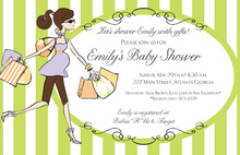Foxy Mom Green Baby Shower Invitations