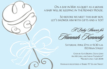 Silver Rattle Blue Bow Baby Shower Invitations