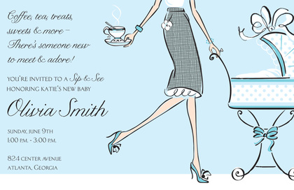 New Girl Sip See Baby Shower Invitations