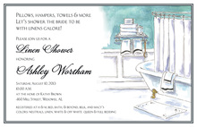 Linen Shower Pink Bathroom Invitations