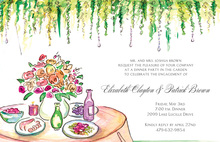 Green Wood Grain Border Cocktails On The Patio Invitations