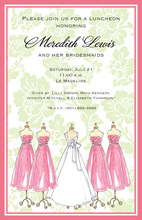 Pink Gown Dresses Wedding Shower Invitations