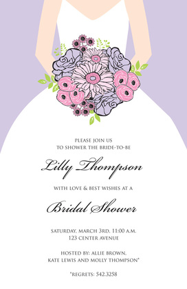 Beautiful Bouquet Bride Hot Pink Invitations