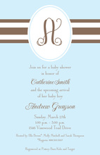 Monogram Stripes on Blue Invitations