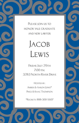 Modern Swirlz Black Border Invitations