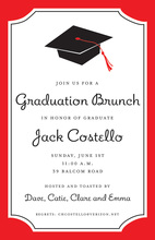 Graduation Red Border Semi Formal Invitations