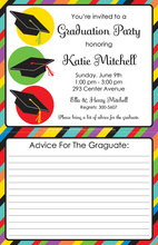 Navy Grad Caps Graduation Invitations