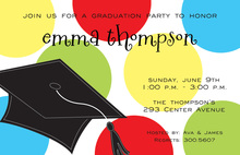 Graduation Cap Colorful Dots Invitation