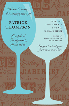 Fancy Wine Chatter Pink Invitations