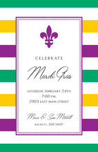 Simple Fleur Stripes Border Invitation