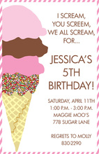 Here's the Scoop Pink Ice Cream Chalkboard Invitations