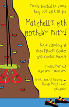 Rock Climbing Chalkboard Birthday Invitations