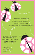 Cute Pink Ladybug On Leaf Invitation