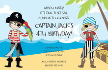 Pirate Captain Kid Birthday Invitations