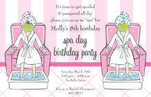 Chevron Pink Spa Girl Birthday Party Invitations