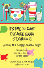 Painting Pots Paint Brushes Invitation