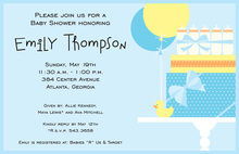 Duck Blue Bubbles Baby Shower Invitations