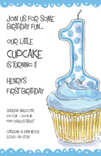 Blue One Birthday Invitations