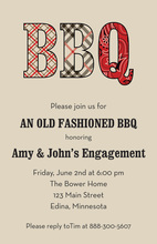 Simple BBQ Red Plaid Text Invitations