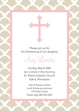 Sweet Pink Khaki Preppy Cross Invitations