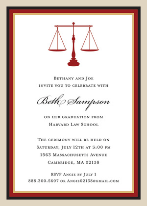 Gray Khaki Law Graduation Study Invitations