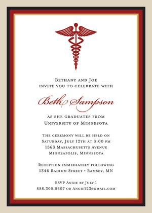 Hunter Khaki Medical Study Graduation Invitations