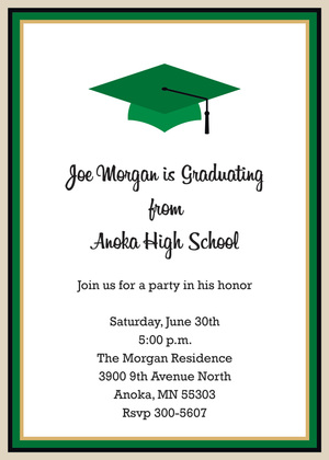 Gray Khaki Graduation Cap Invitation