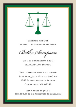 Gray Khaki Law Graduation Study Invitations