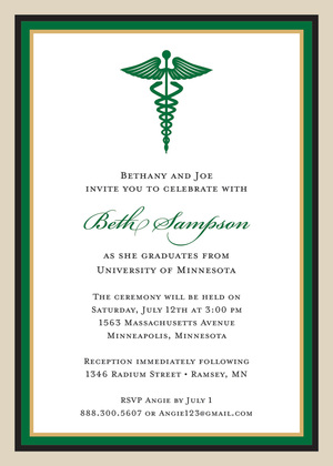 Gray Khaki Medical Study Graduation Invitations